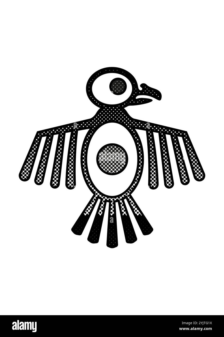 Oiseau aztèque ou symbole tribal maya et inca, divinité sacrée. Ancienne tribu mexicaine et maya signe de vautour ou d'aigle. Logo religieux ethnique tribal vectoriel Illustration de Vecteur