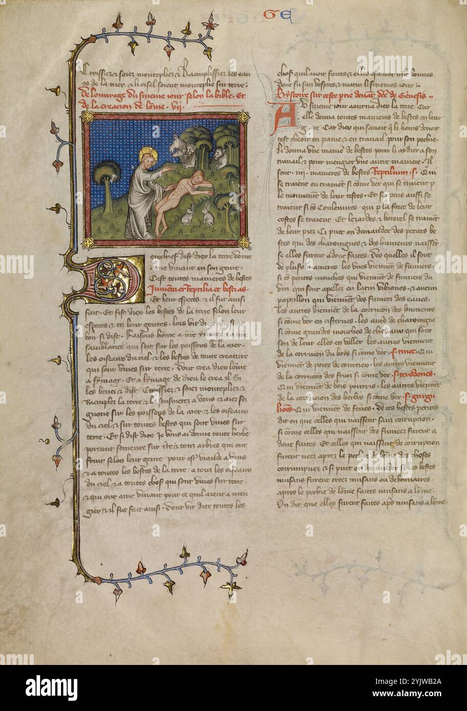 La création d'Adam, vers 1360-1370. Banque D'Images