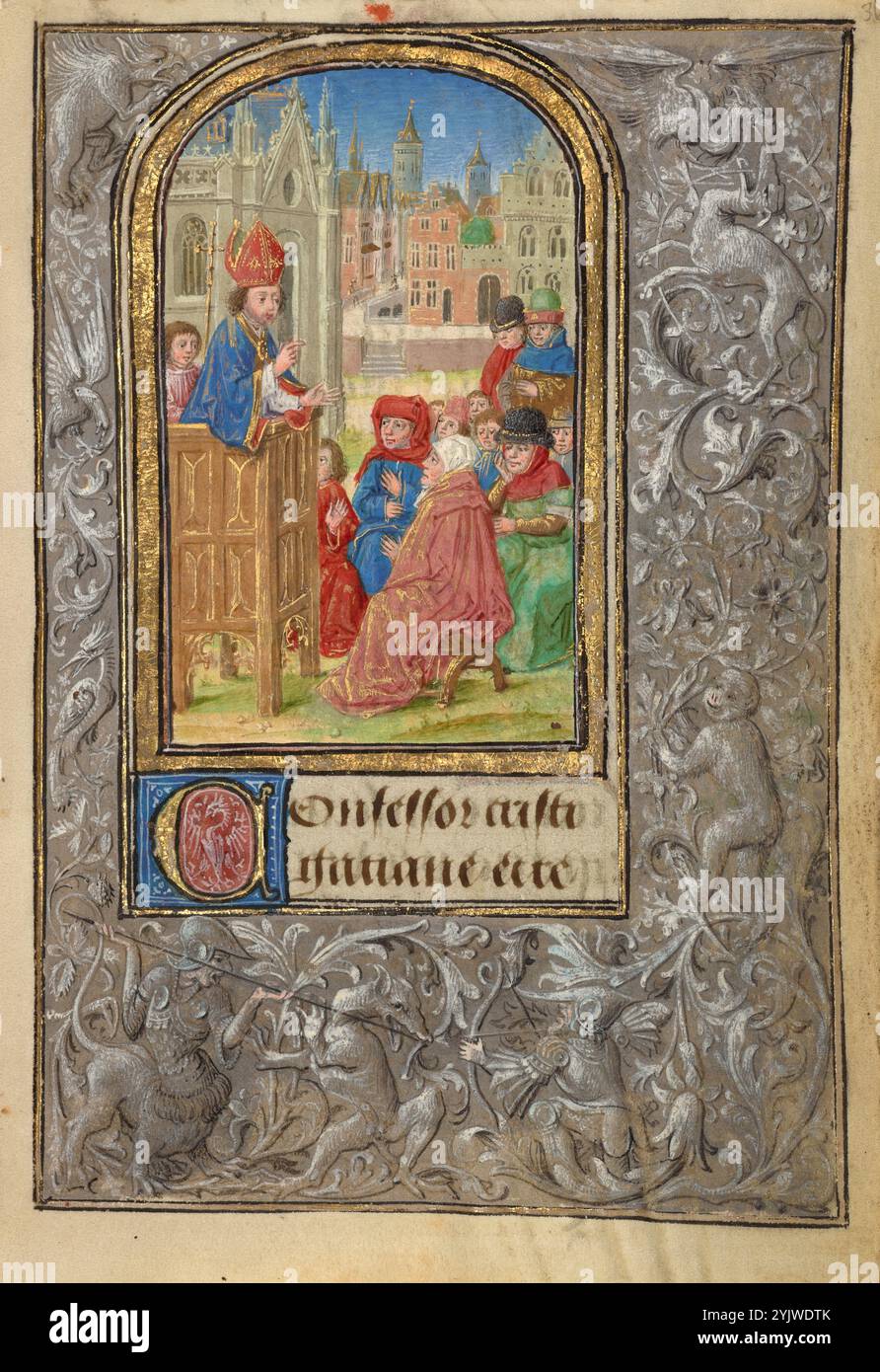 Saint Gatian Preaching ; Livre de prière de Charles le Téméraire, 1469. Banque D'Images