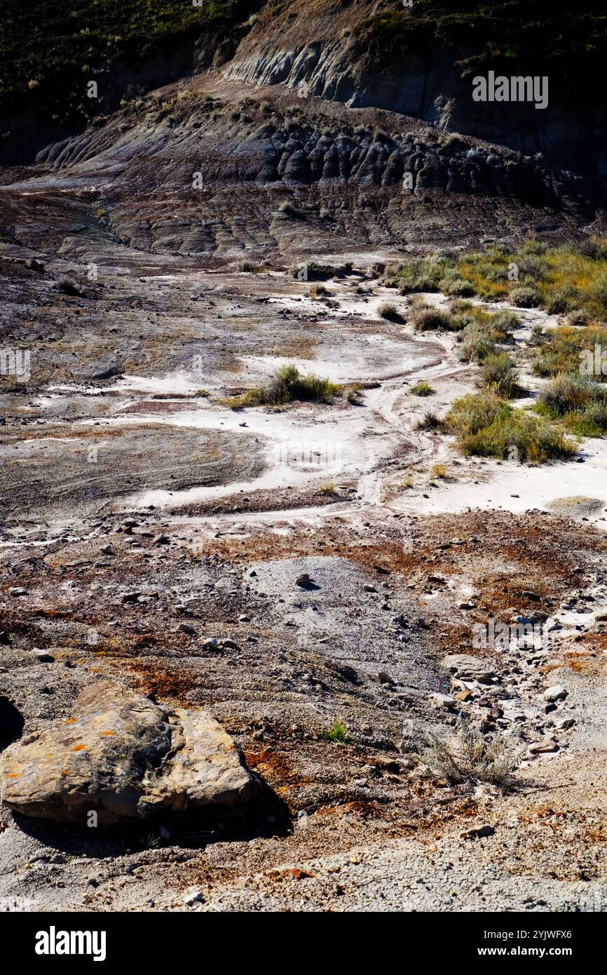 Paysage de rivière sec dans un désert Banque D'Images