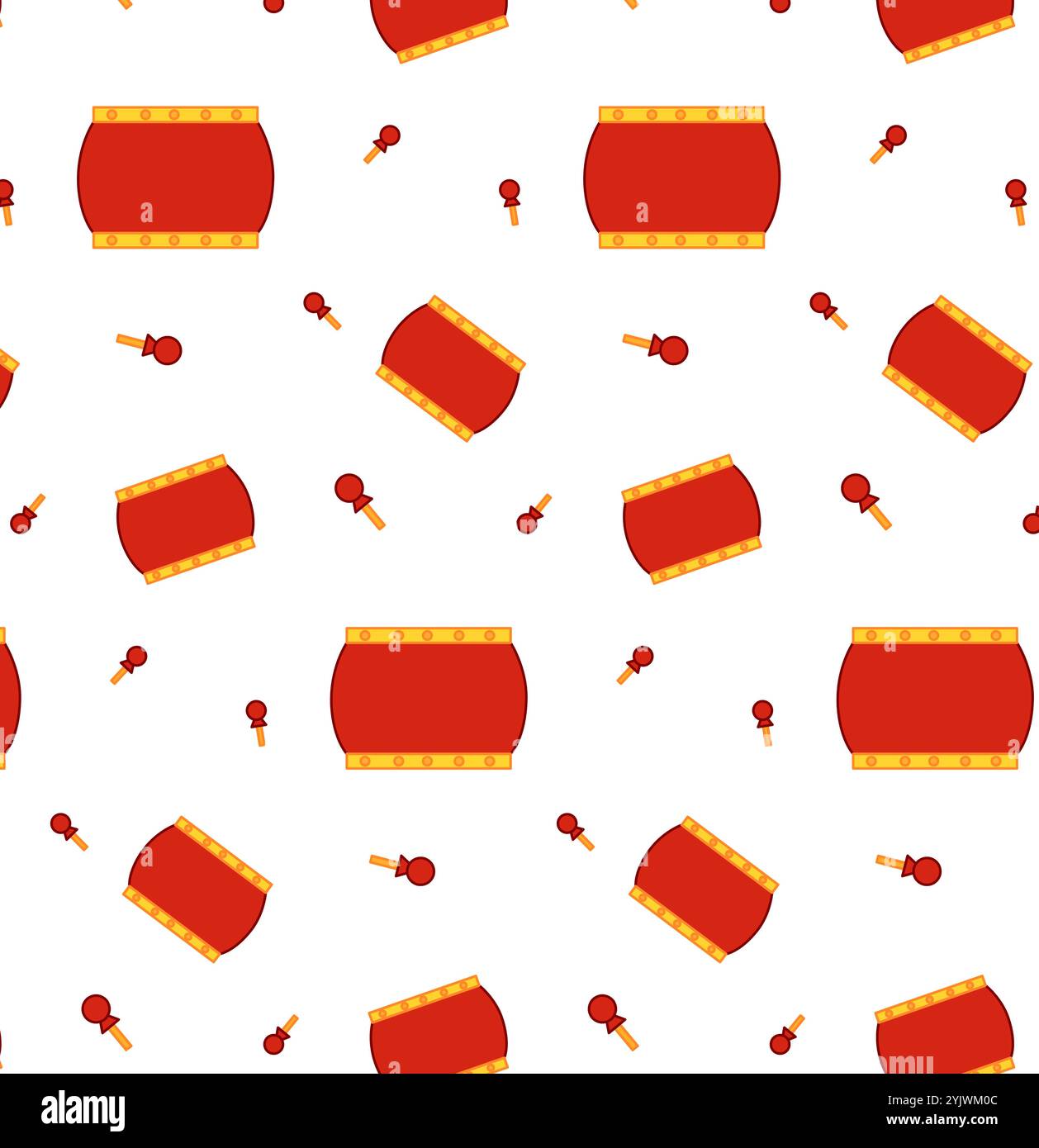 Heureux nouvel an chinois tambours modèle sans couture sur un fond transparent. Illustration vectorielle Illustration de Vecteur