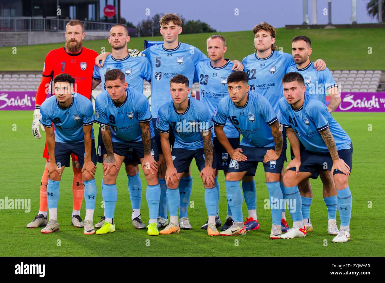 Les joueurs du Sydney FC posent pour une photo avant la deuxième Ligue des champions de l'AFC : match Sydney FC vs Sanfrecce Hiroshima entre le Sydney FC et SanFrecce à Jubil Banque D'Images