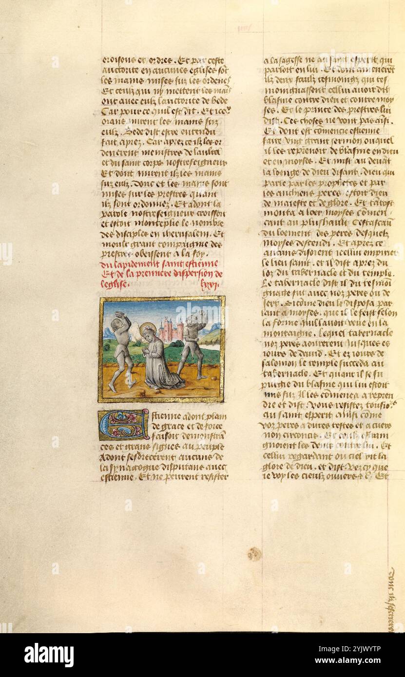 La lapidation de Saint-Étienne ; miroir Historial, vers 1475. Banque D'Images La lapidation de Saint-Étienne ; miroir Historial, vers 1475. Banque D'Images