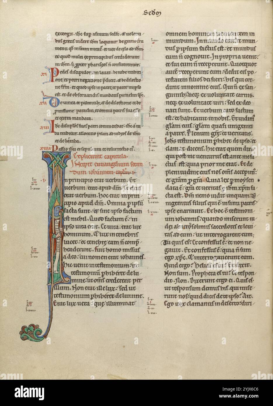 Initiale I : Saint Jean comme l'Aigle ; Nouveau Testament (avec des chanoines de Priscillien), vers 1170. Banque D'Images