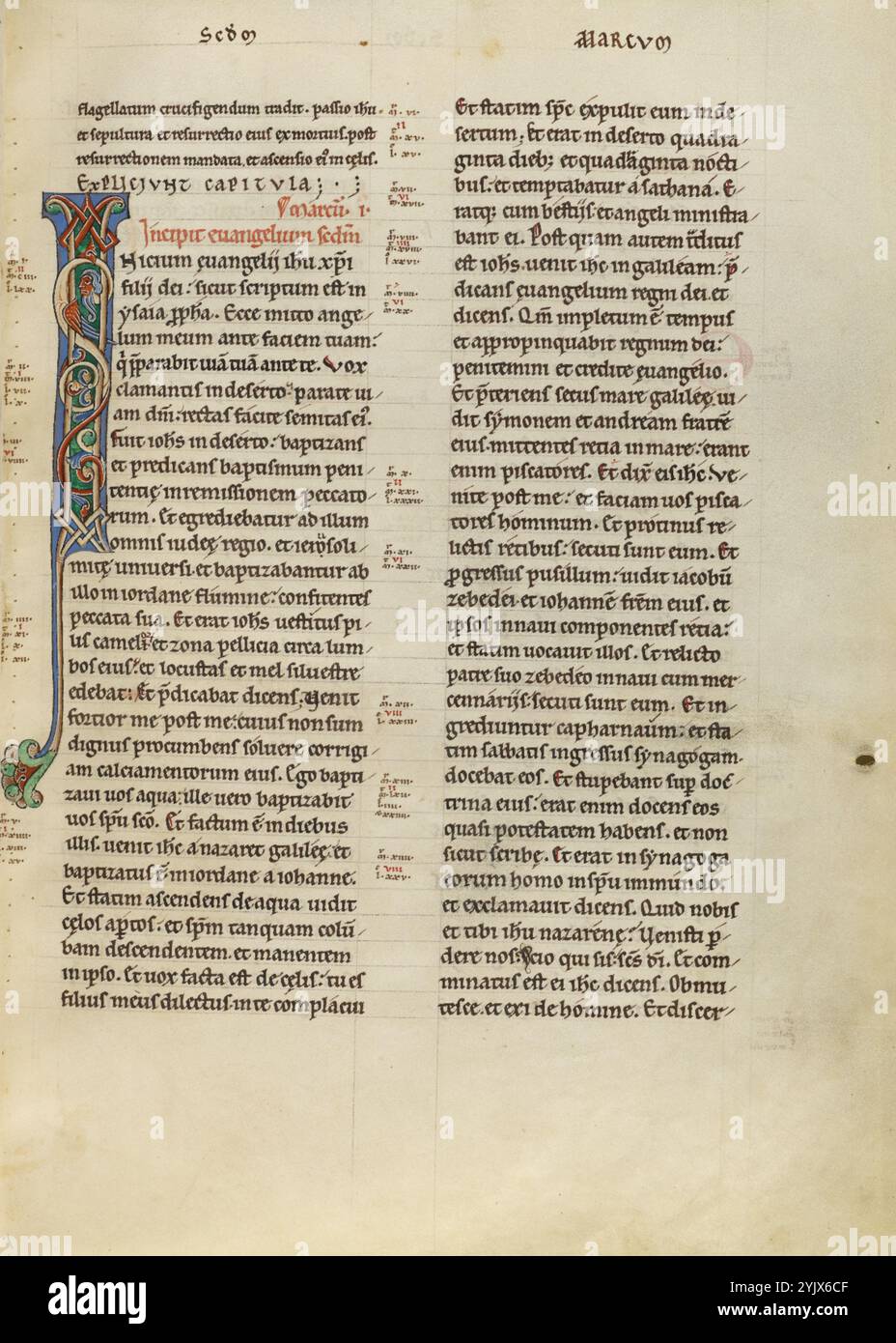 Décoré initial I ; Nouveau Testament (avec des chanoines de Priscillien), vers 1170. Banque D'Images