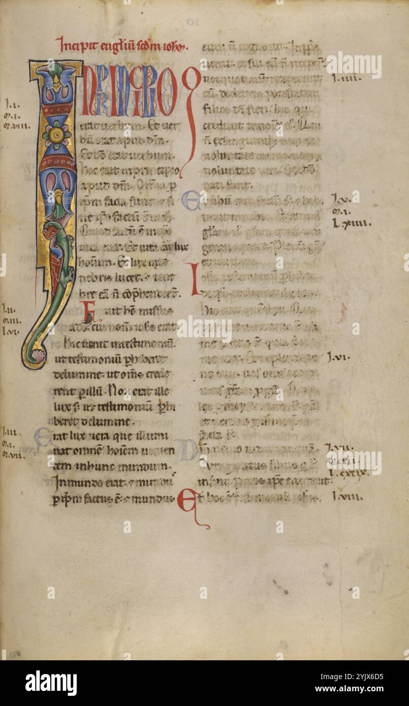 Décoré initial I ; Nouveau Testament, fin du XIIe siècle. Banque D'Images