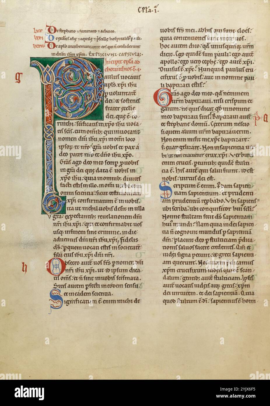 Décoré initial P ; Nouveau Testament (avec des chanoines de Priscillien), vers 1170. Banque D'Images