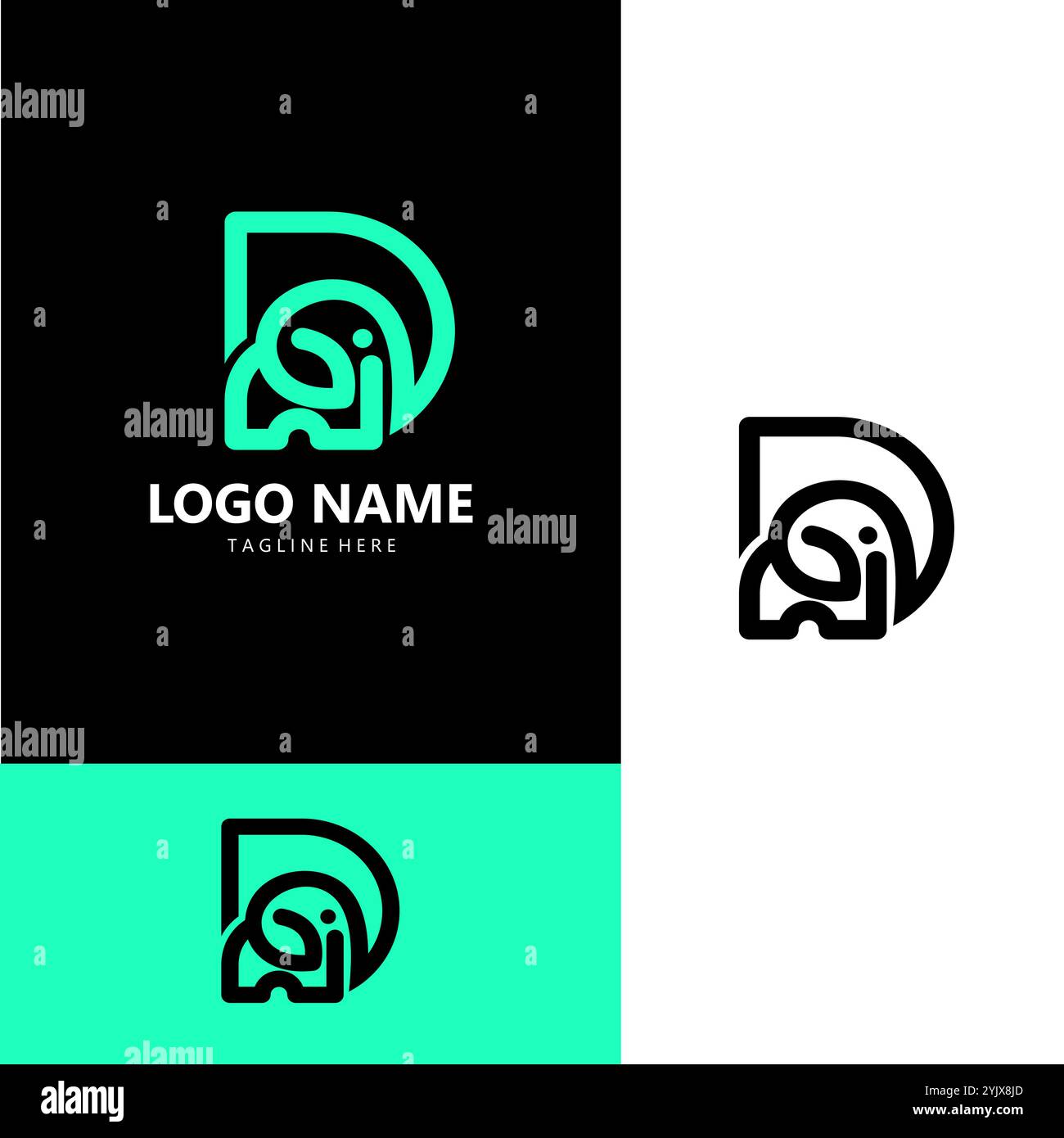 Vecteur de conception de logo éléphant lettre d Illustration de Vecteur