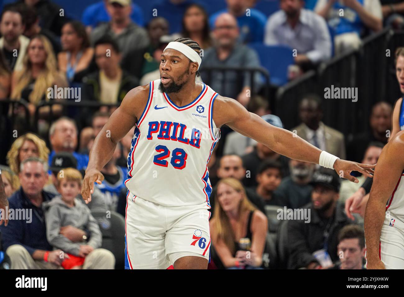 Orlando, Floride, États-Unis, 15 novembre 2024, L'attaquant des 76ers de Philadelphie Guerschon Yabusele #28 au Kia Center. (Crédit photo : Marty Jean-Louis/Alamy Live News Banque D'Images