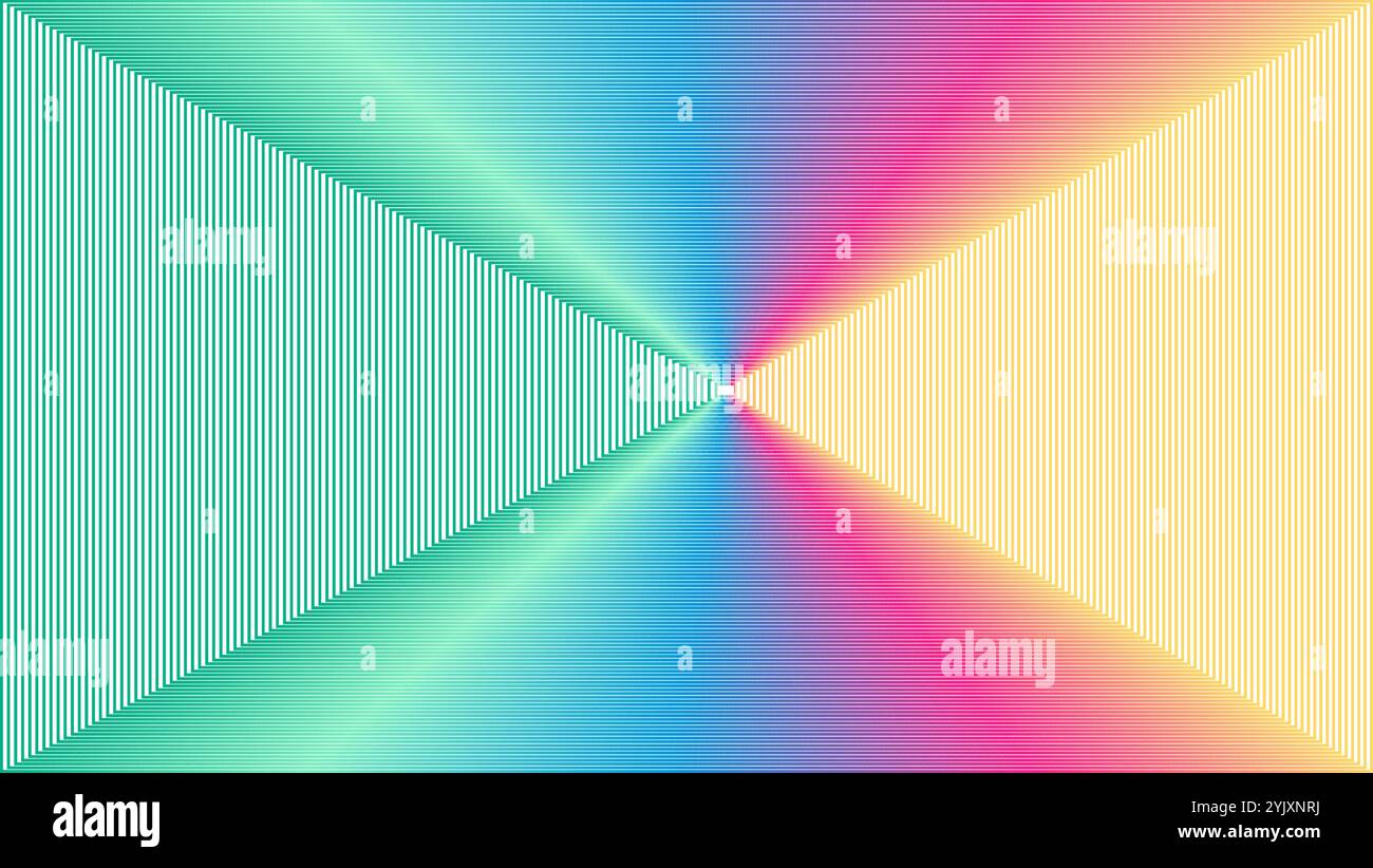 Fond abstrait coloré avec de fines lignes de lumière formant un passage ou une porte rétrécissant Illustration de Vecteur