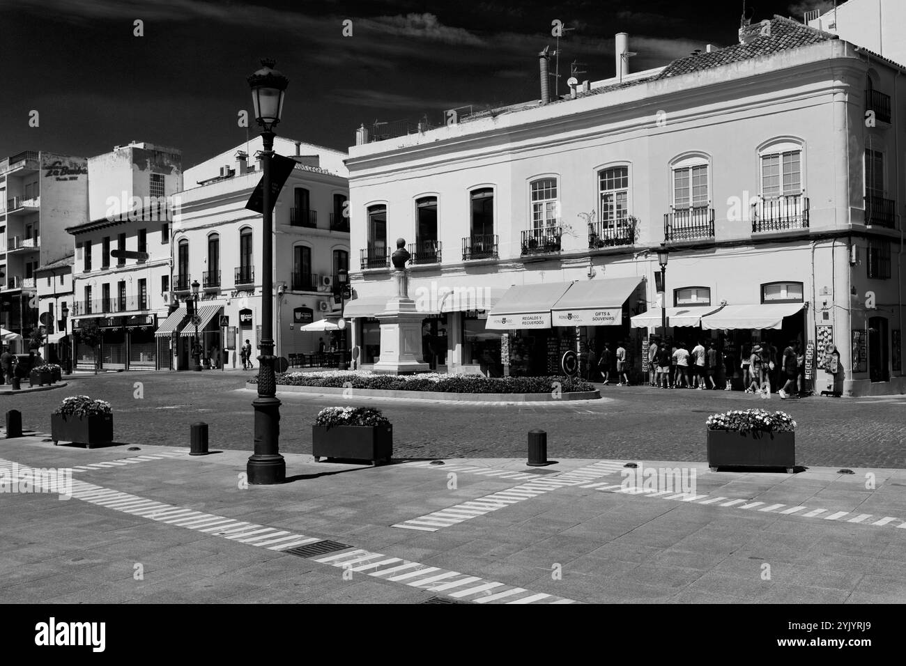 Vue sur la place d'Espagne, ville de Ronda, Andalousie, Espagne Banque D'Images