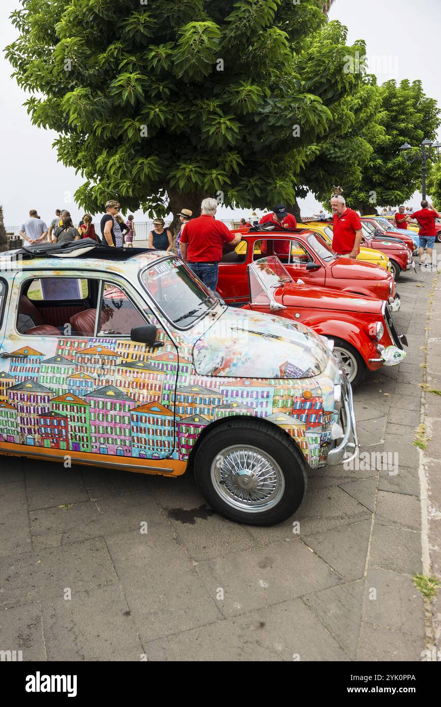 Classic car, Classic car Meeting, Fiat, Cinquecento, Alghero, Sardaigne, Italie, Europe Banque D'Images