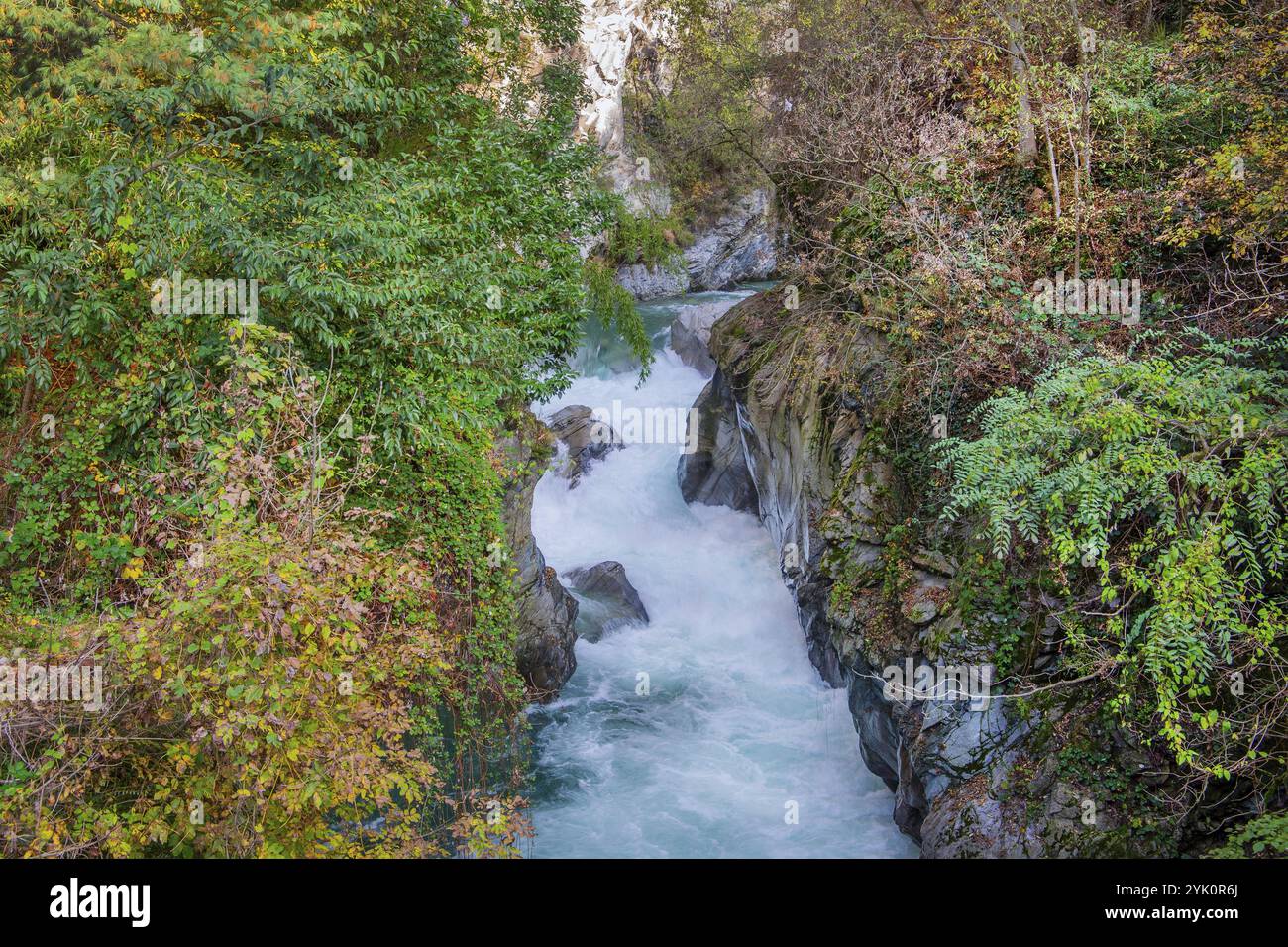Gorge du passer dans la zone thermale en automne, Merano, Burggrafenamt, Vallée de l'Adige, Tyrol du Sud, Italie, Europe Banque D'Images