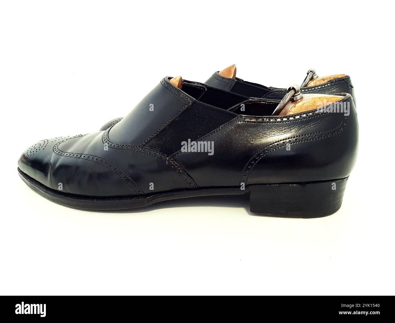 Chaussures mocassins vintage British Premium noires faites sur mesure Banque D'Images