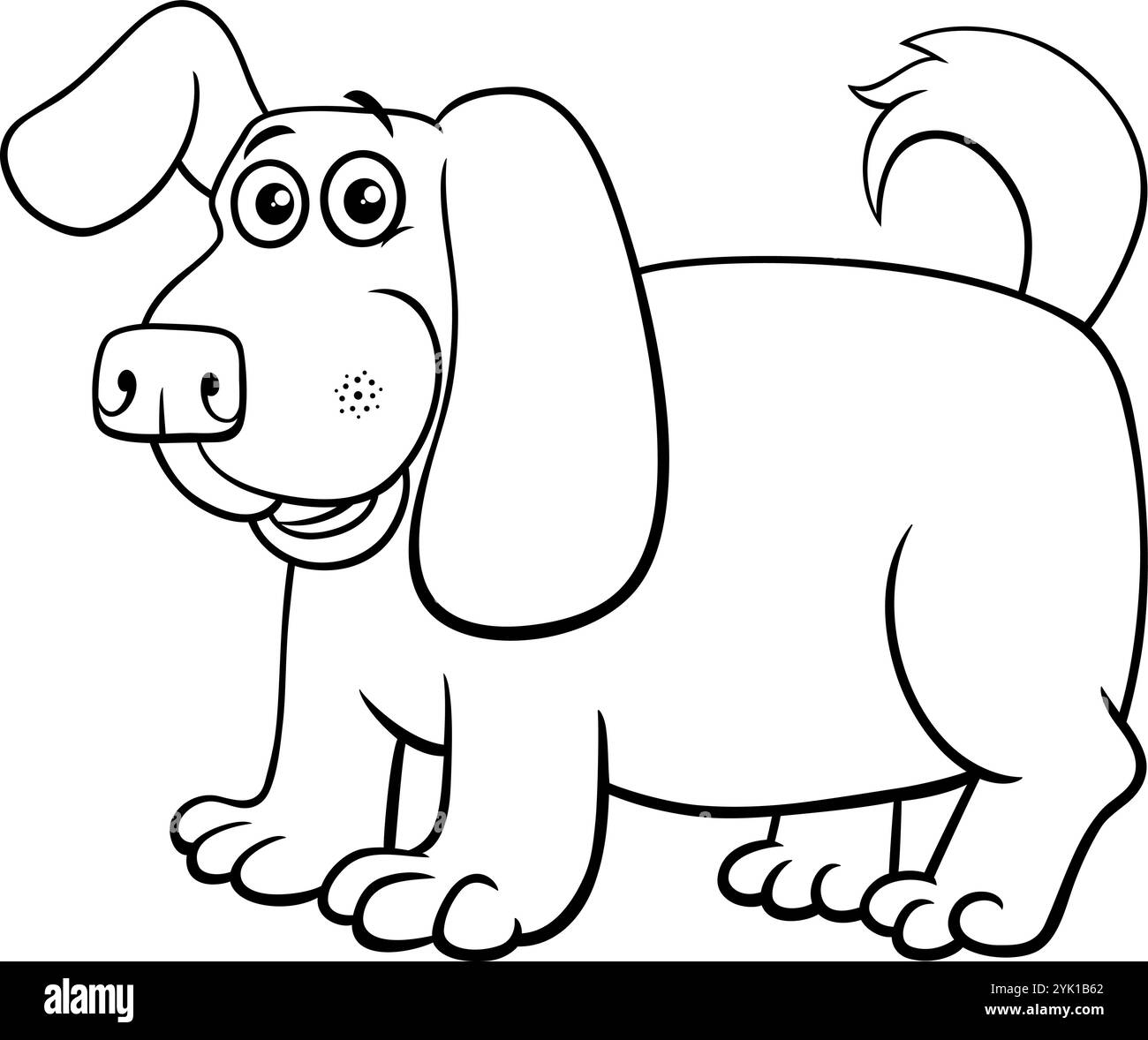 Illustration de dessin animé de drôle de chien comique animal page à colorier Illustration de Vecteur