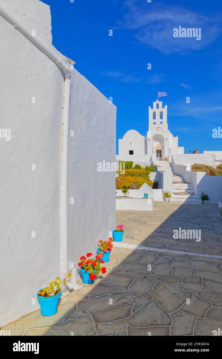 Monastère Chrisopigi, île de Sifnos, îles Cyclades, Grèce Banque D'Images
