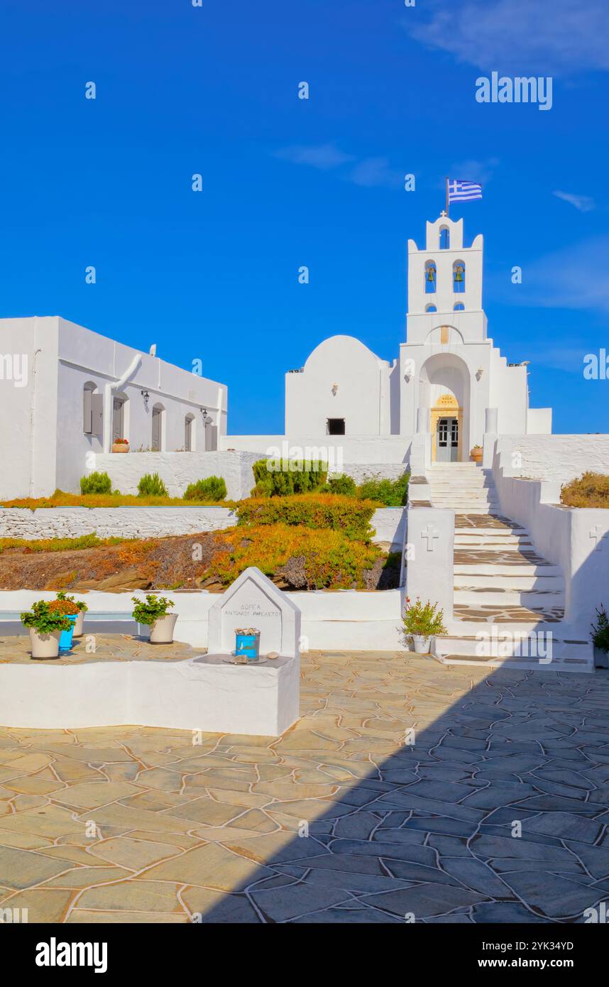 Monastère Chrisopigi, île de Sifnos, îles Cyclades, Grèce Banque D'Images