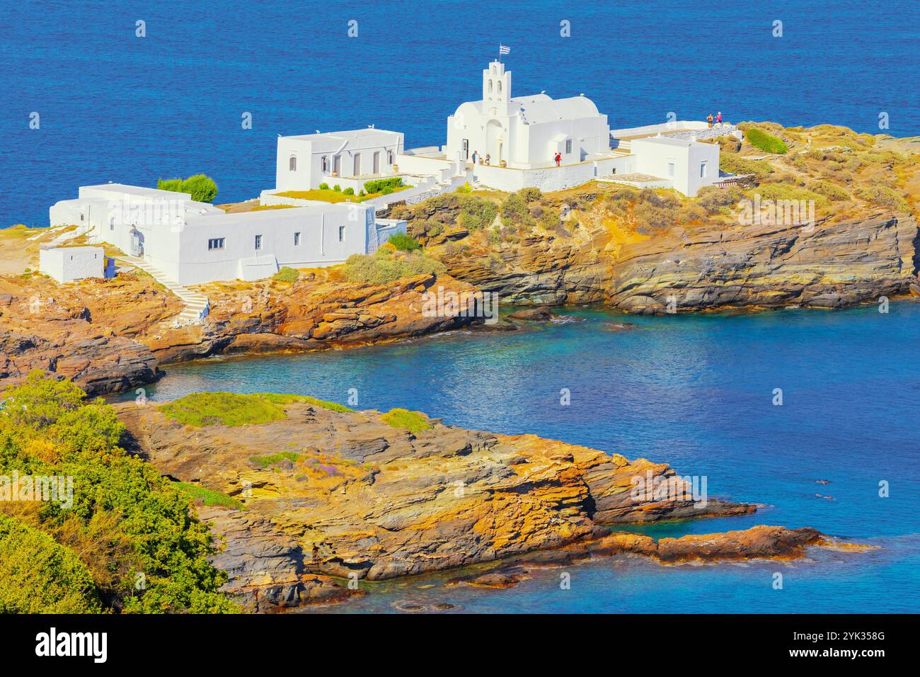 Monastère Chrisopigi, île de Sifnos, îles Cyclades, Grèce Banque D'Images
