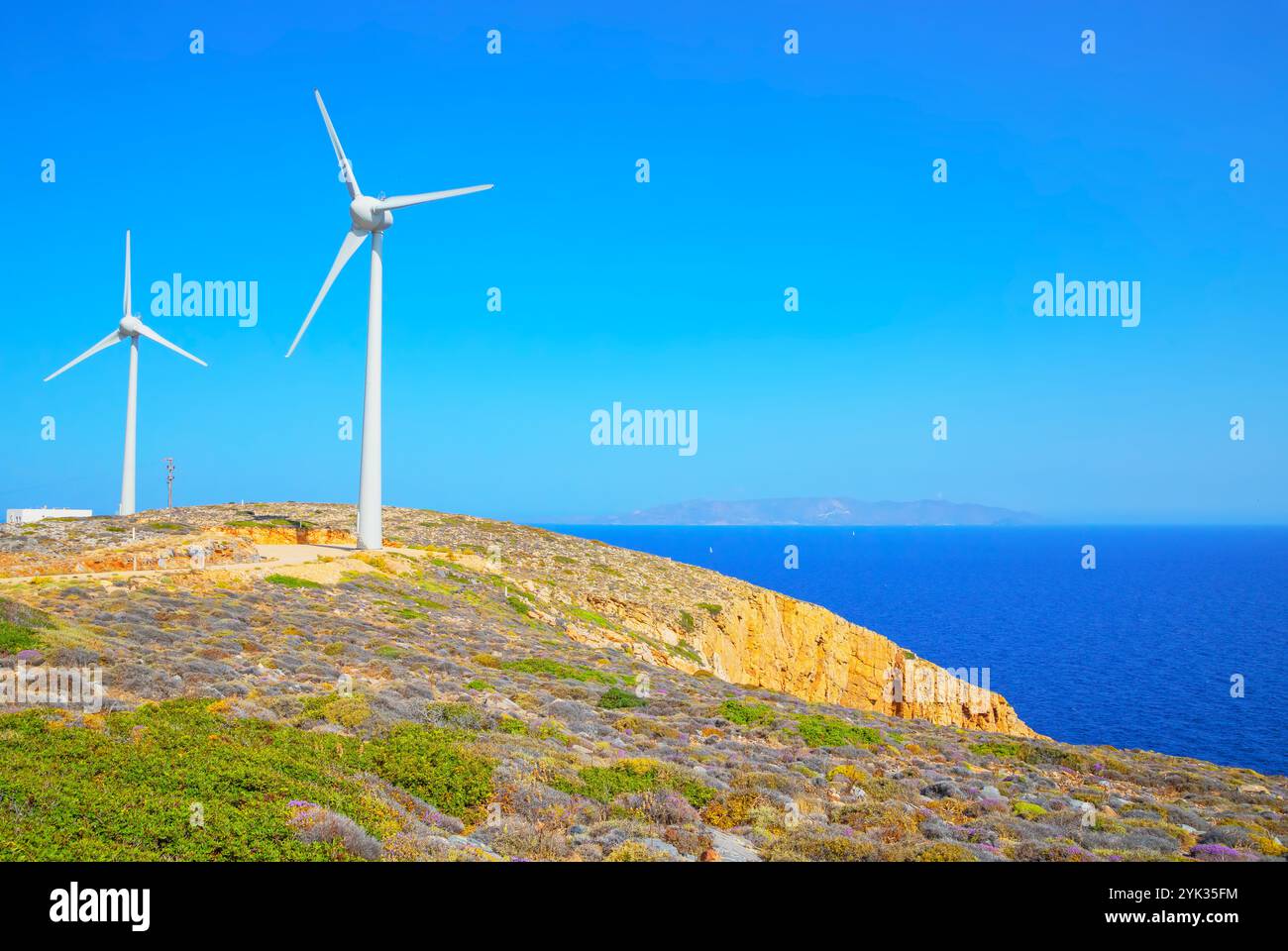 Éoliennes, Sifnos Island, Cyclades Islands, Grèce Banque D'Images