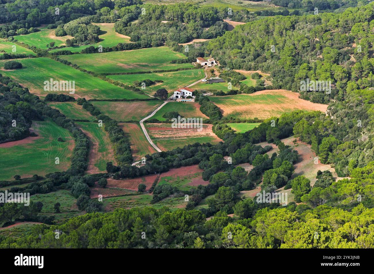 Vue du sommet de Monte Toro, la plus haute colline de Minorque, îles Baléares, Espagne, Europe Banque D'Images