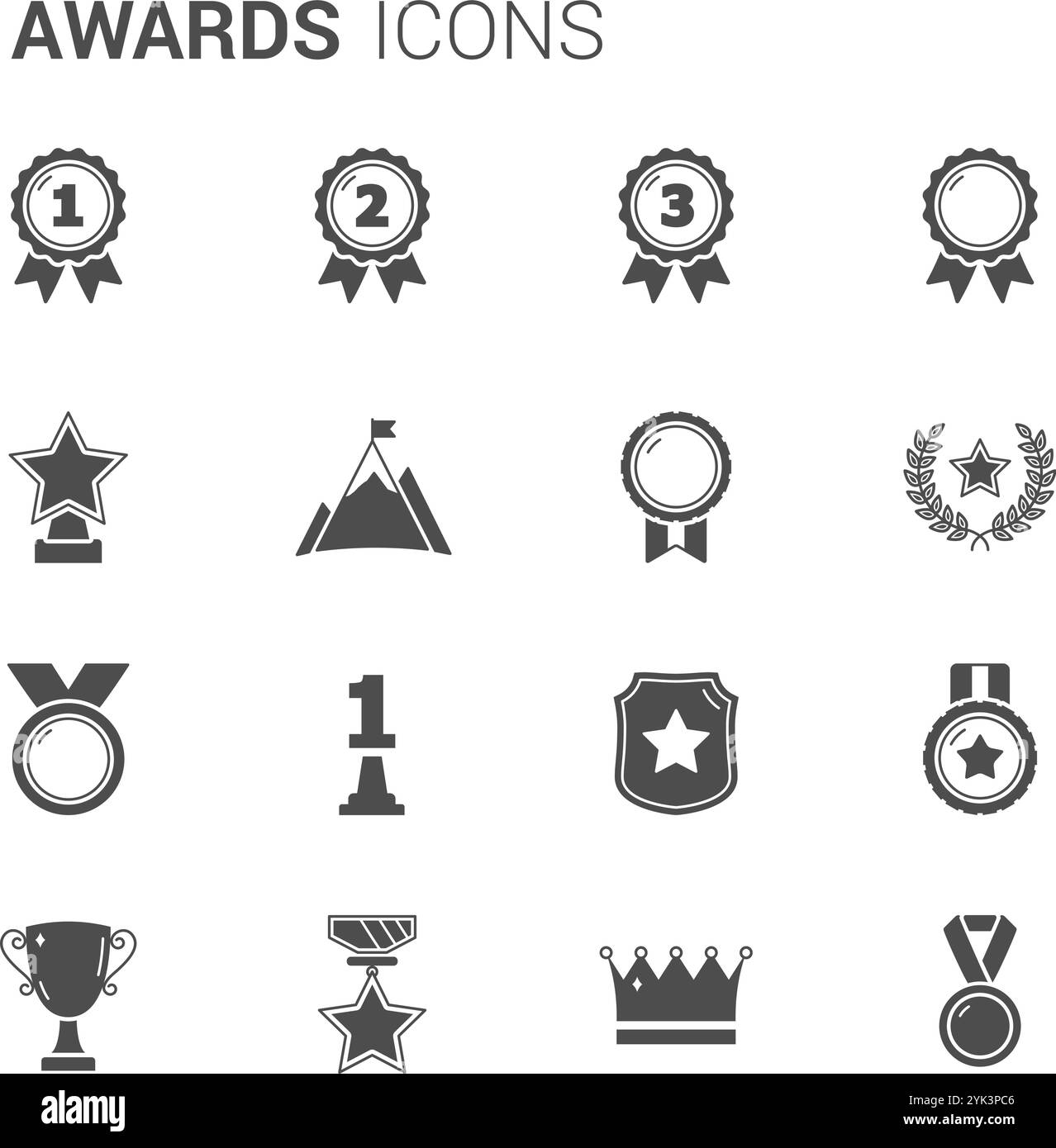 Ensemble d'icônes de médailles et de récompenses, illustration vectorielle eps10 Illustration de Vecteur