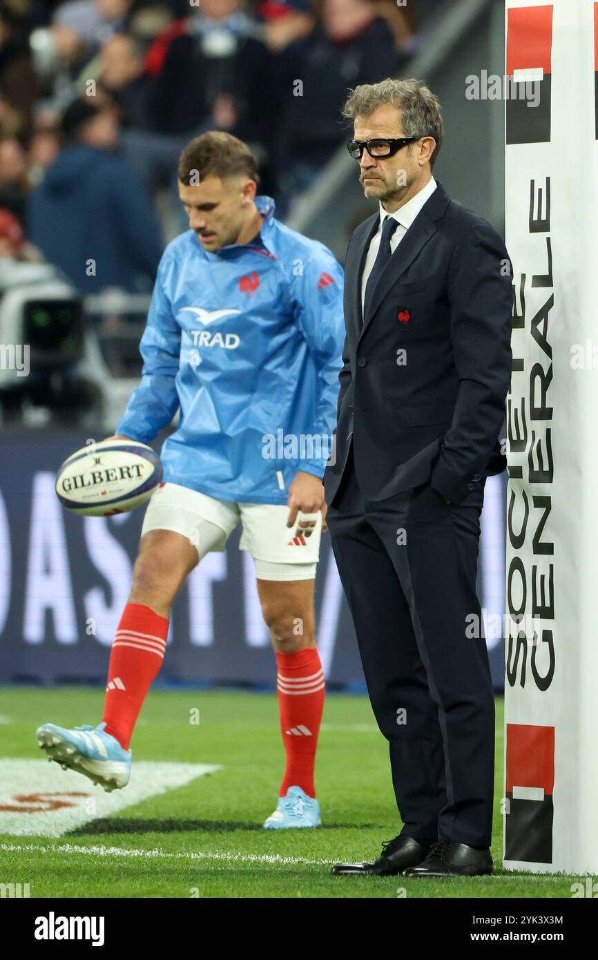 Saint Denis, France. 16 novembre 2024. Entraîneur-chef de la France Fabien Galthie lors du match test match de rugby Autumn Nations Series 2024 opposant la France et la Nouvelle-Zélande (All Blacks) le 16 novembre 2024 au stade de France à Saint-Denis près de Paris, France - photo Jean Catuffe/DPPI crédit : DPPI Media/Alamy Live News Banque D'Images