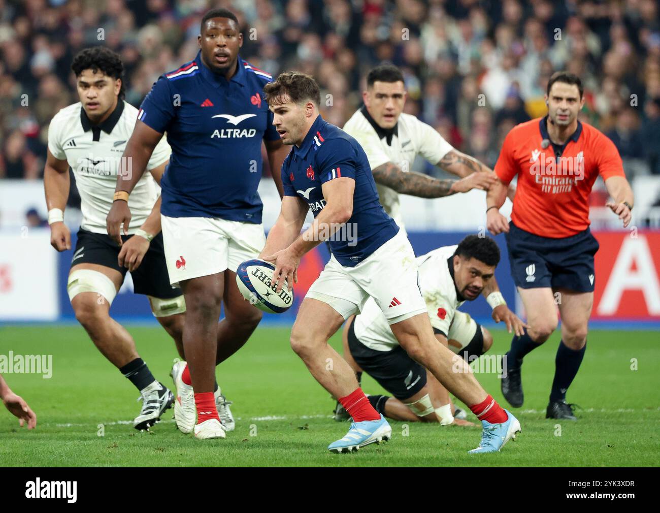 Saint Denis, France. 16 novembre 2024. Antoine Dupont lors du match test match de rugby d'automne 2024 entre la France et la Nouvelle-Zélande (All Blacks) le 16 novembre 2024 au stade de France à Saint-Denis près de Paris, France - photo Jean Catuffe/DPPI crédit : DPPI Media/Alamy Live News Banque D'Images