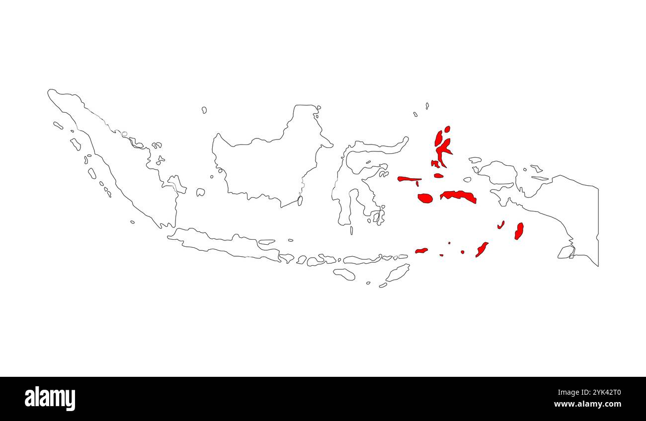 Indonésie détaillée de la forme de la carte des îles Maluku, illustration vectorielle de symbole de concept graphique Flat web . Illustration de Vecteur