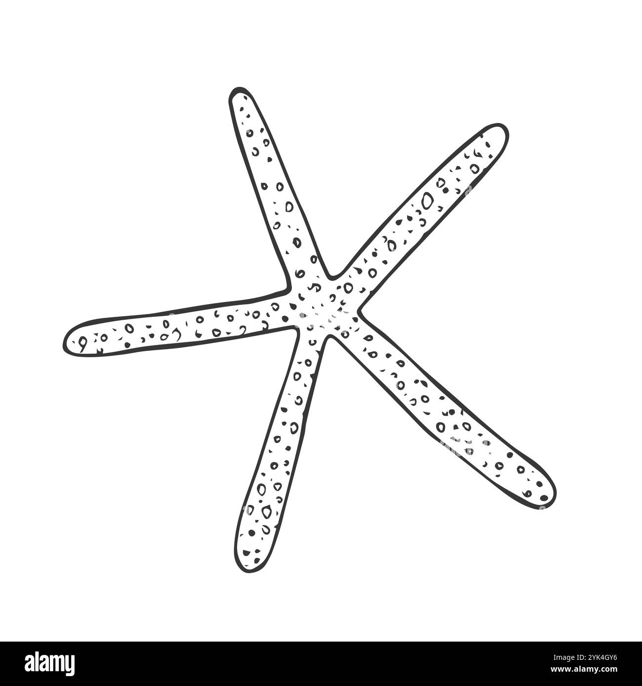 Doodle étoile de mer, symbole de la mer dessiné à la main. Organisme à cinq doigts peint à l'encre, stylo. Ligne, minimalisme. Simple icône esquissée. Isolé. Illustration vectorielle Illustration de Vecteur