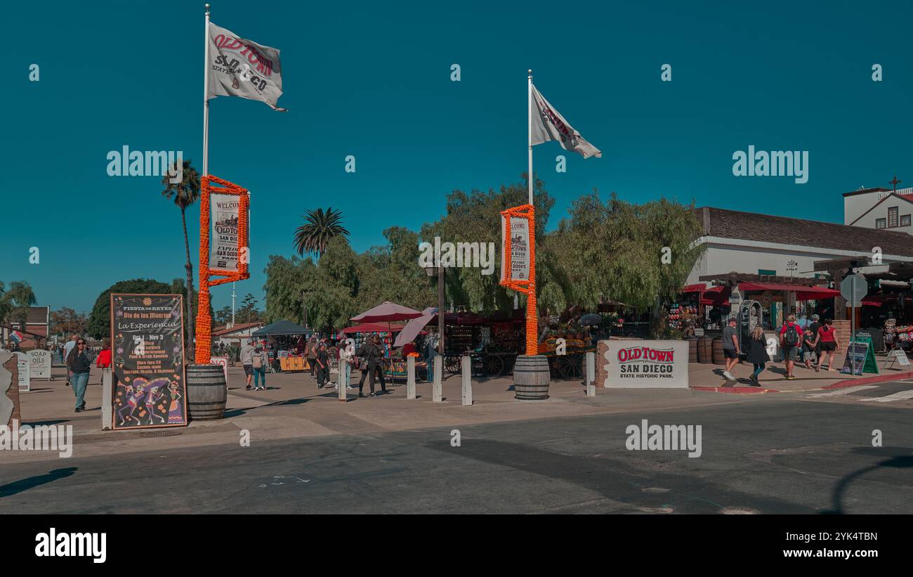 L'entrée de la vieille ville de San Diego State parc historique. C'est la plus ancienne région peuplée de San Diego , Californie, Etats-Unis Banque D'Images