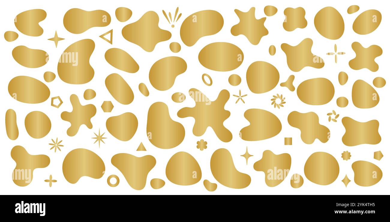 Ensemble de forme liquide gradient d'or, badges abstraits, isolés Illustration de Vecteur