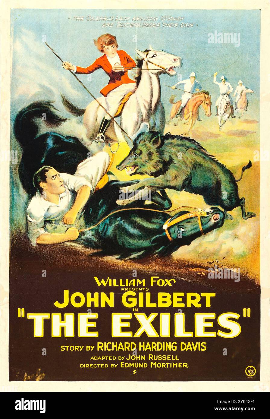 Affiche de film vintage pour le film dramatique muet américain de 1923 - William Fox présente John Gilbert dans les Exiles Banque D'Images