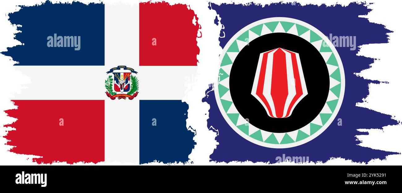 Bougainville et la République dominicaine grunge drapeaux connexion, vecteur Illustration de Vecteur