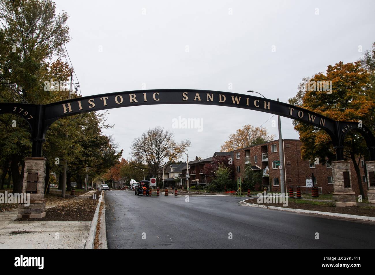 Panneau historique Sandwich Town à Windsor, Ontario, Canada Banque D'Images