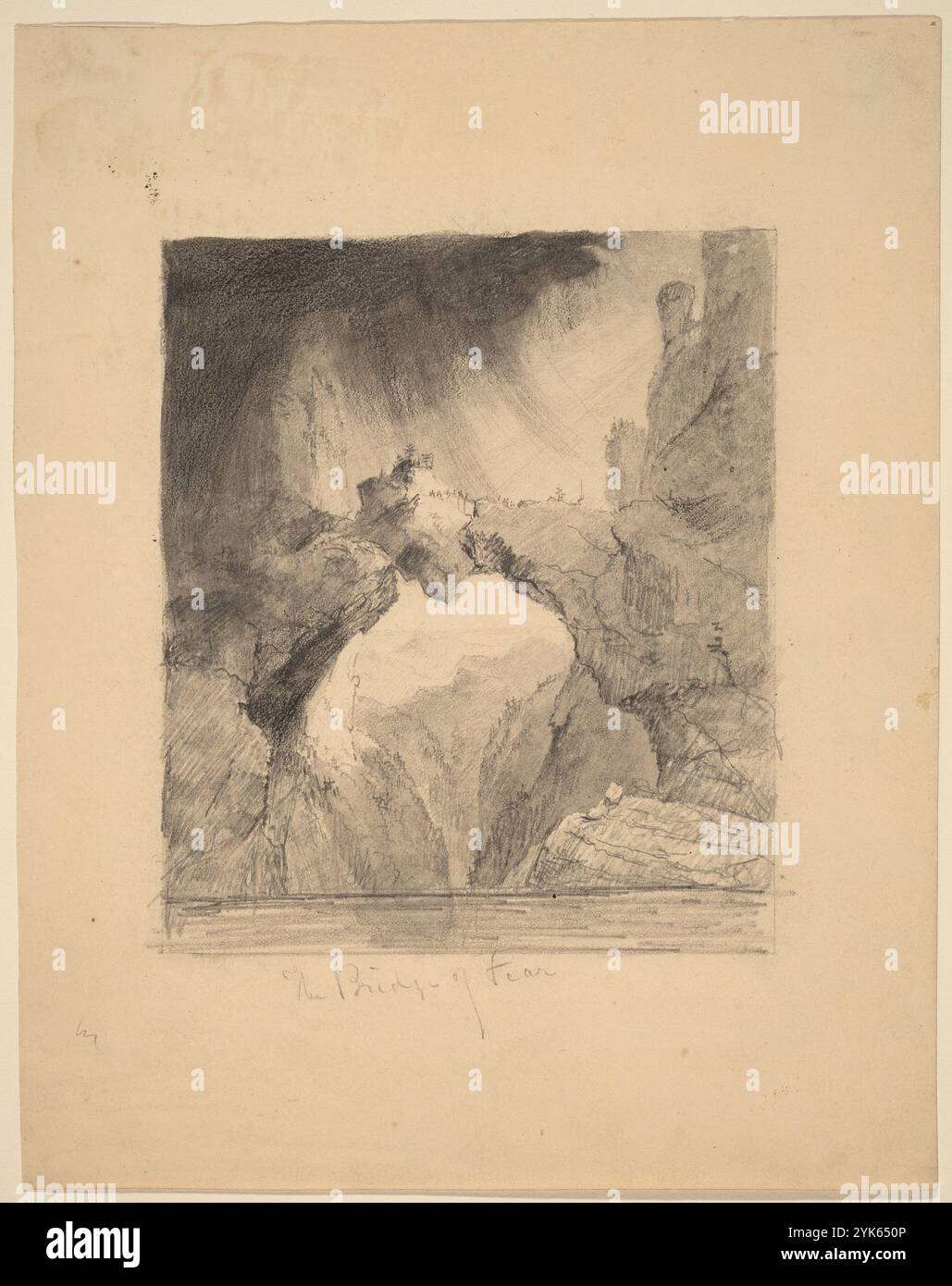Titre : The Bridge of Fear artiste : Thomas Cole année : n/d médium : graphite et crayon noir avec gris lavé sur papier tissé dimensions : 23,7 × 18,7 cm emplacement : National Gallery of Art Banque D'Images
