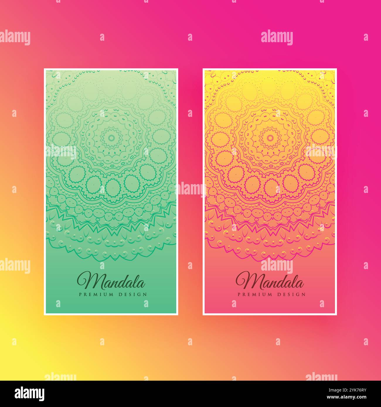 Conception de cartes colorées mandala vertical Illustration de Vecteur