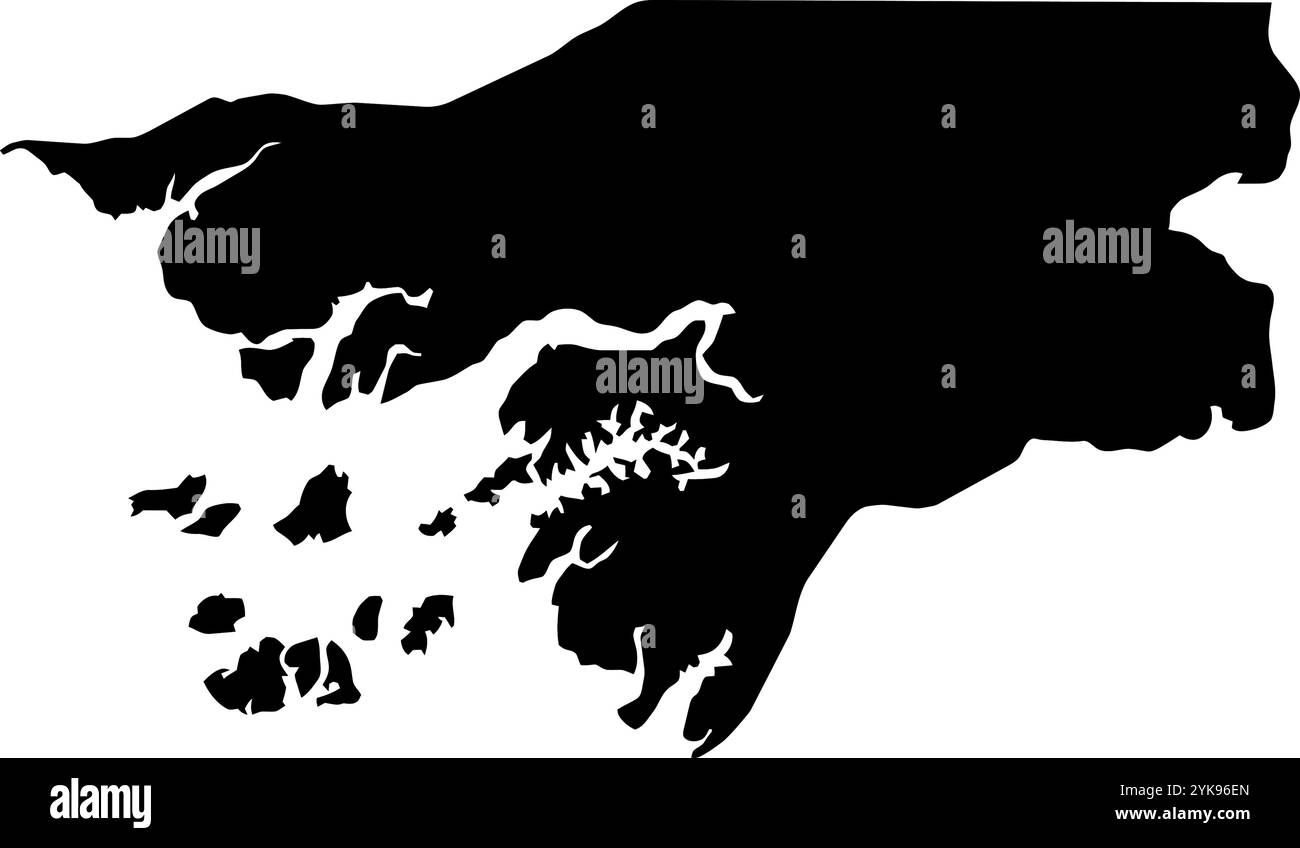 Une carte de contour de la Guinée-Bissau. Illustration graphique vectorielle sur un fond transparent avec des frontières noires du pays Illustration de Vecteur