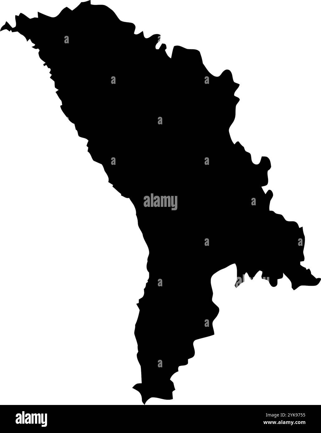 Une carte de contour de la Moldavie. Illustration graphique vectorielle sur un fond transparent avec des frontières noires du pays Illustration de Vecteur