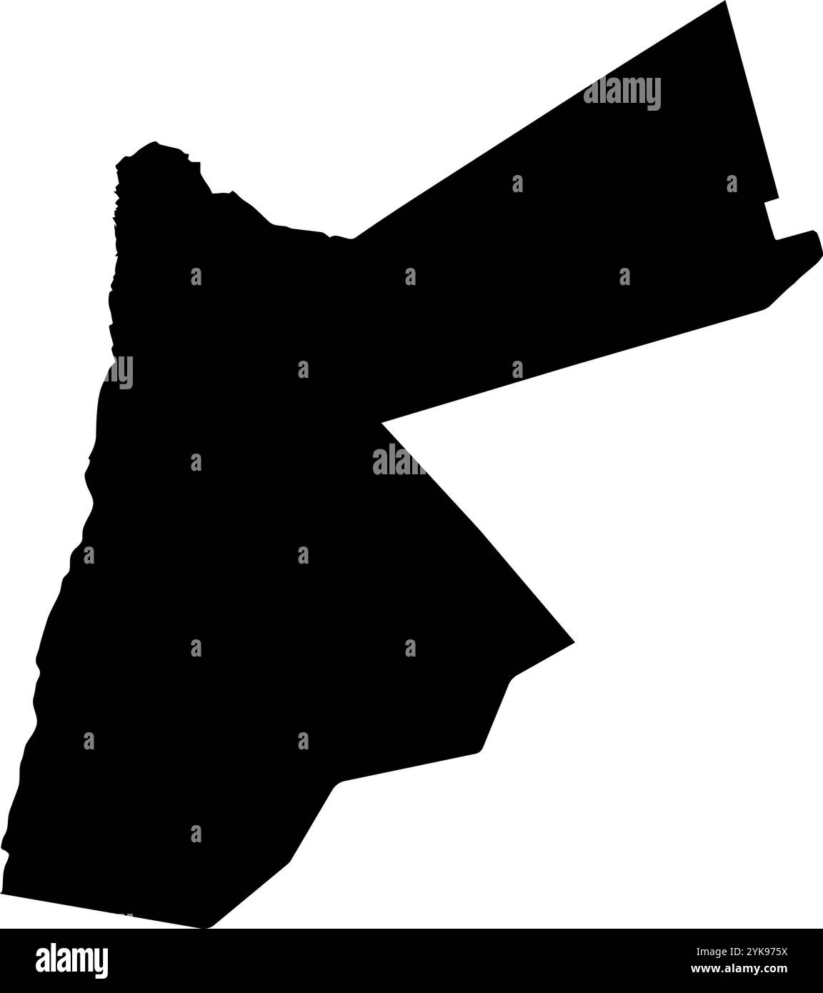 Une carte de contour de la Jordanie. Illustration graphique vectorielle sur un fond transparent avec des frontières noires du pays Illustration de Vecteur