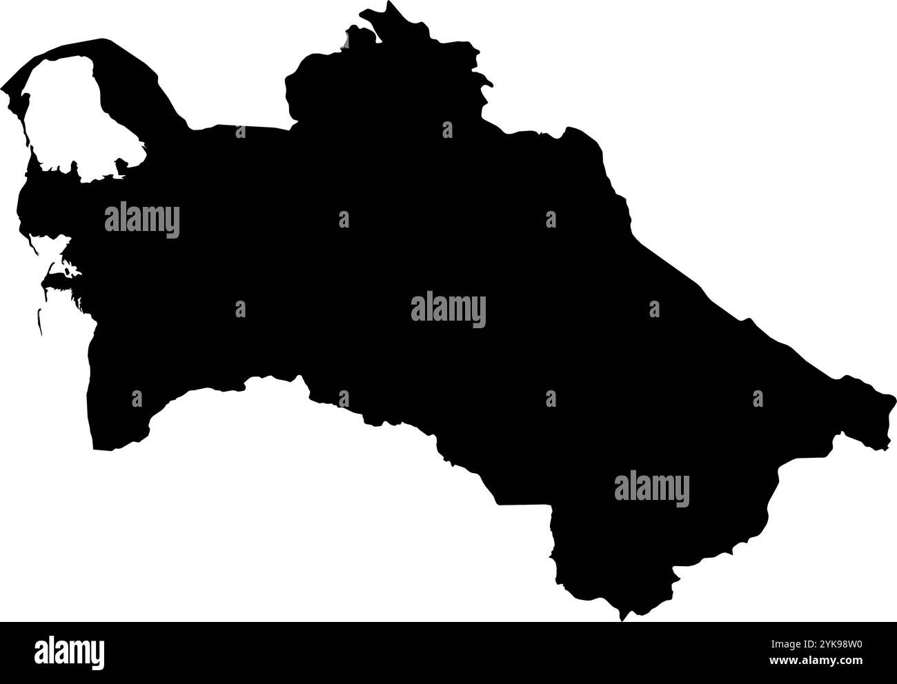 Une carte de contour du Turkménistan. Illustration graphique vectorielle sur un fond transparent avec des frontières noires du pays Illustration de Vecteur