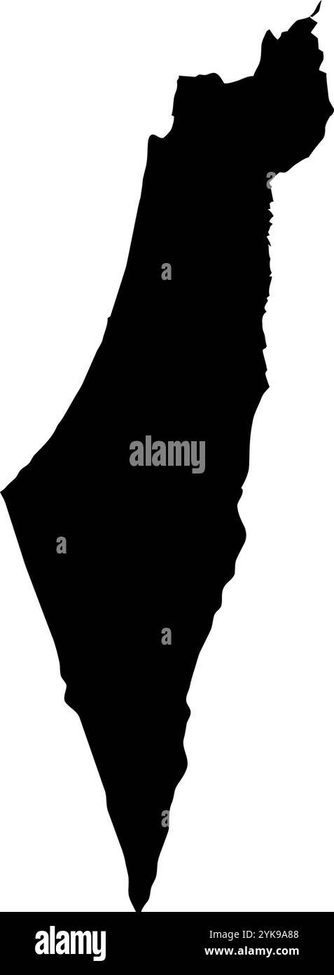 Une carte de contour d'Israël. Illustration graphique vectorielle sur un fond transparent avec des frontières noires du pays Illustration de Vecteur