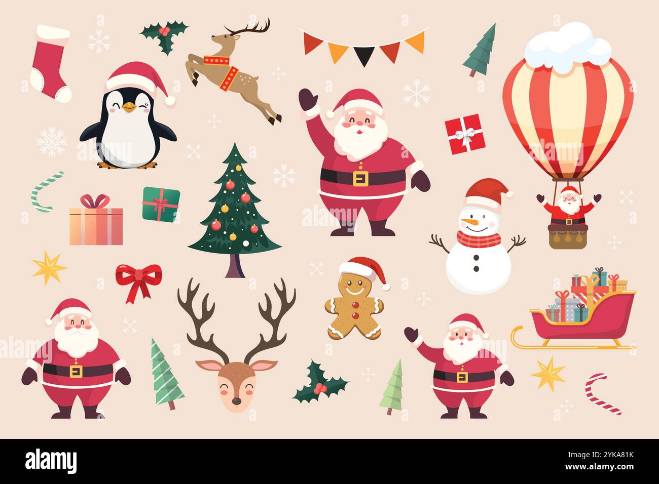 Éléments traditionnels de Noël et du nouvel an. Collection de Noël. Illustration vectorielle Illustration de Vecteur