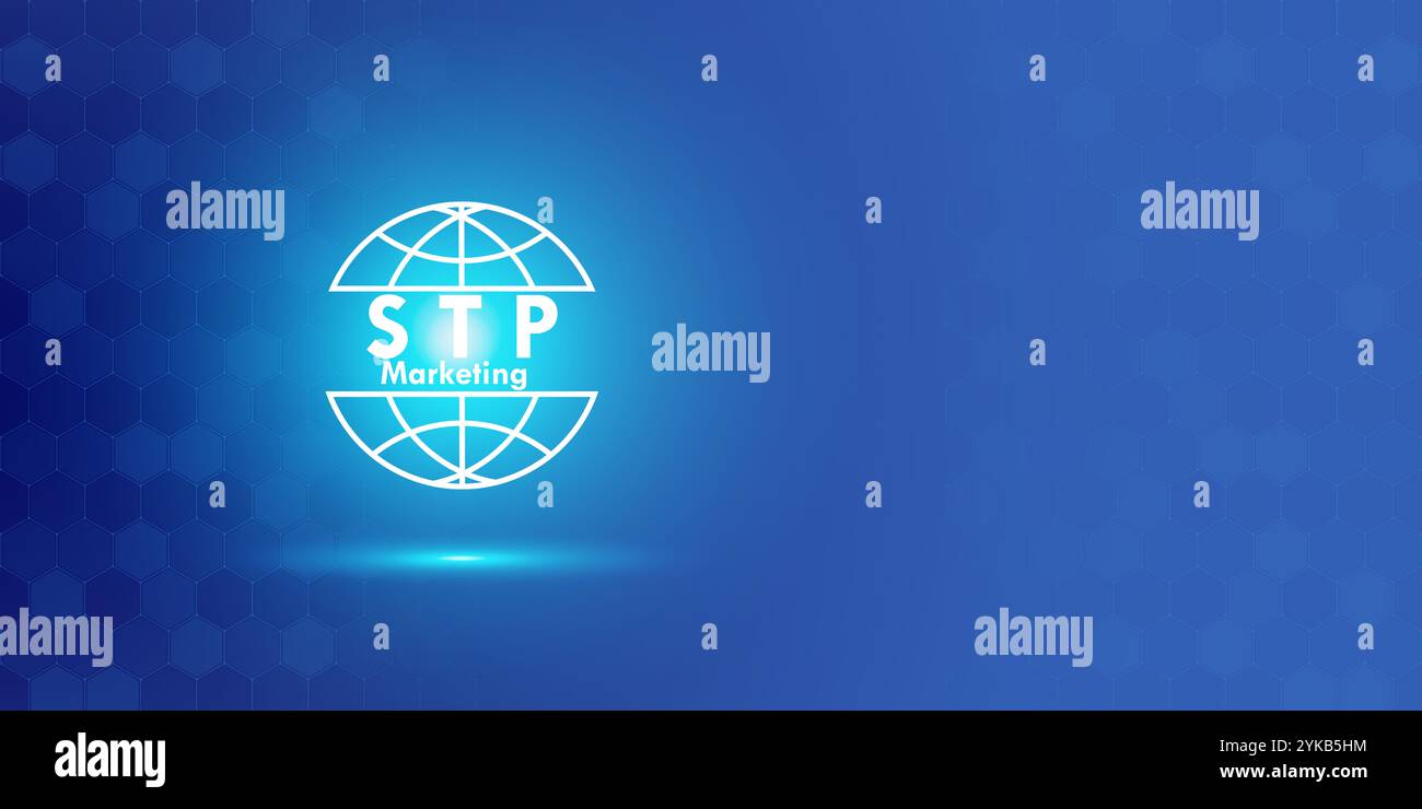 Contexte abstrait du concept de stratégie marketing, cadre d'affaires, STP est le positionnement, la cible, l'analyse de segmentation. Illustration, grotte arrière bleue Banque D'Images