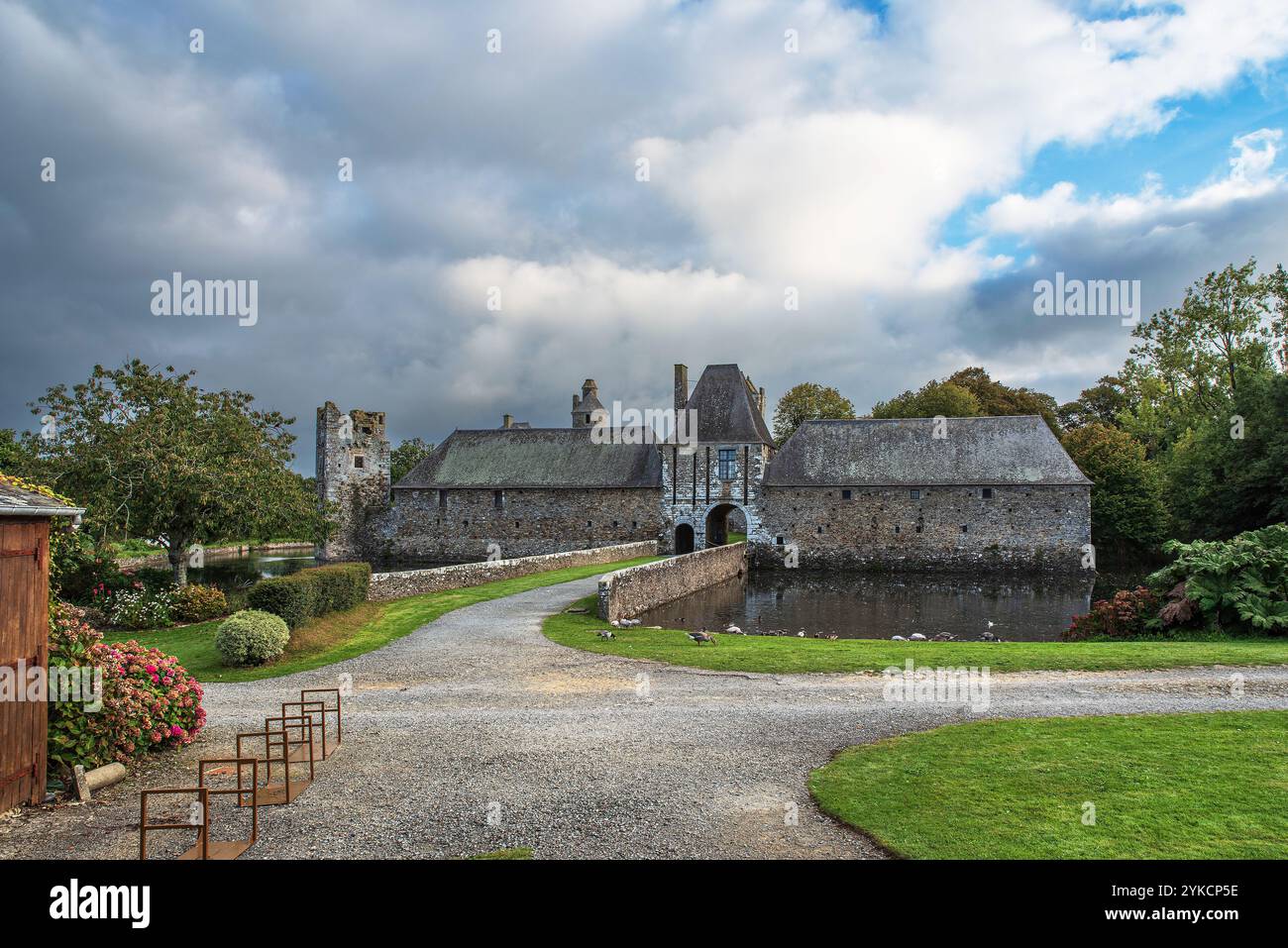 Château médiéval de Gratot en Normandie, France Banque D'Images