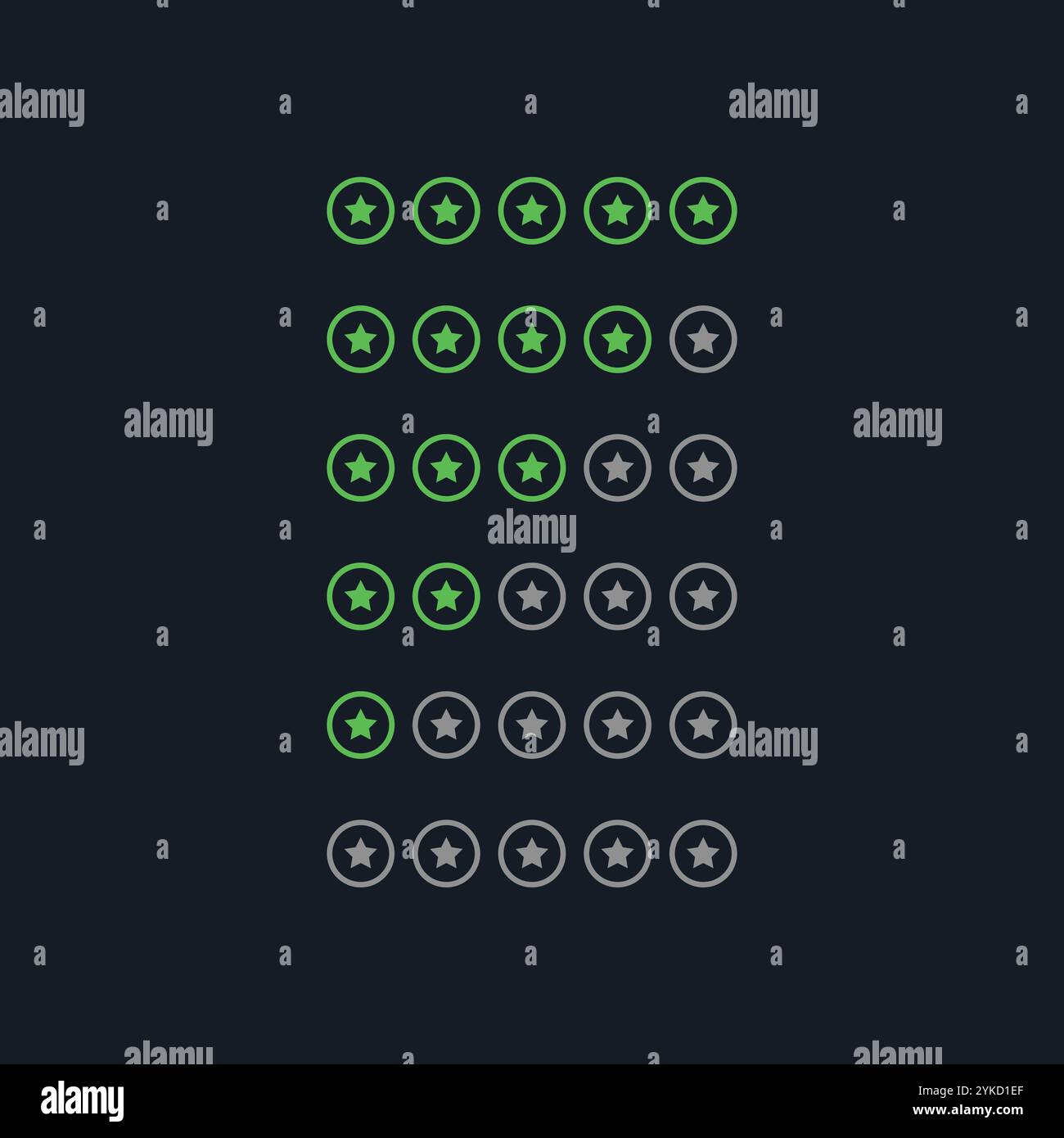 symboles de notation des étoiles au néon vert créatif Illustration de Vecteur