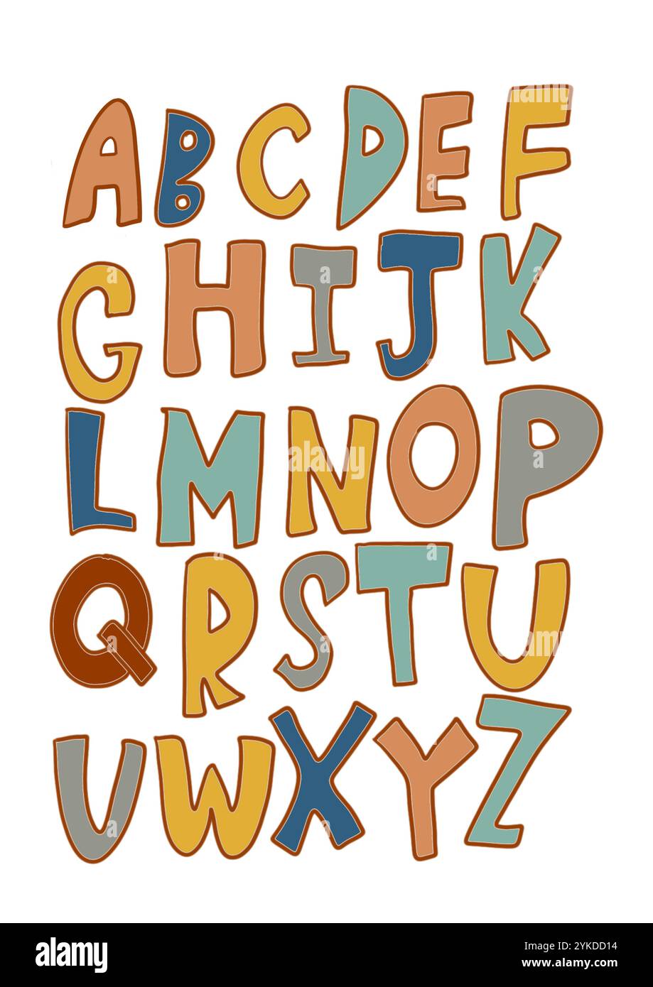 Conception d'affiche alphabet ABC avec des lettres colorées isolées sur fond blanc dans un style plat moderne Banque D'Images