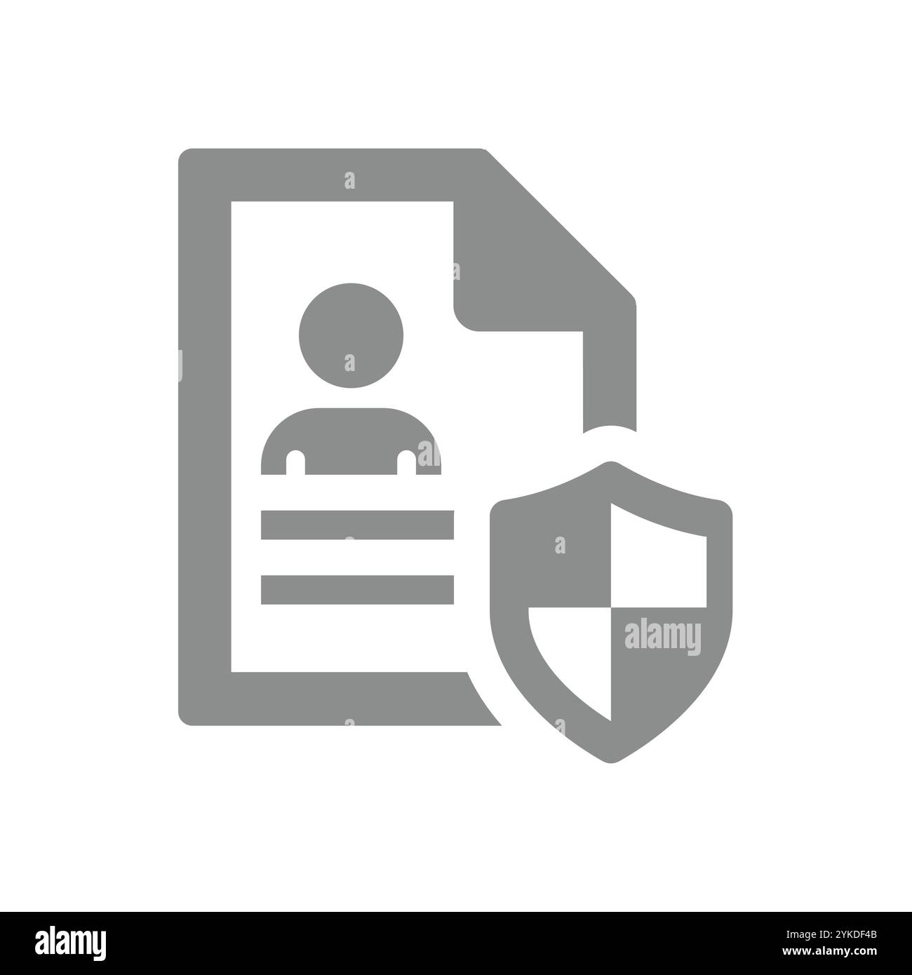 Icône vectorielle protégée des données personnelles. Informations privées sécurisées avec le symbole Shield. Illustration de Vecteur