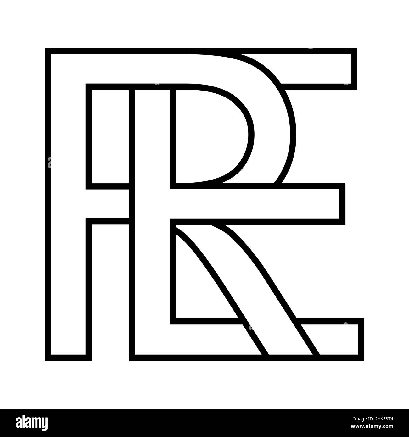 Symbole de logo re er e, logotype à double lettre R e Illustration de Vecteur