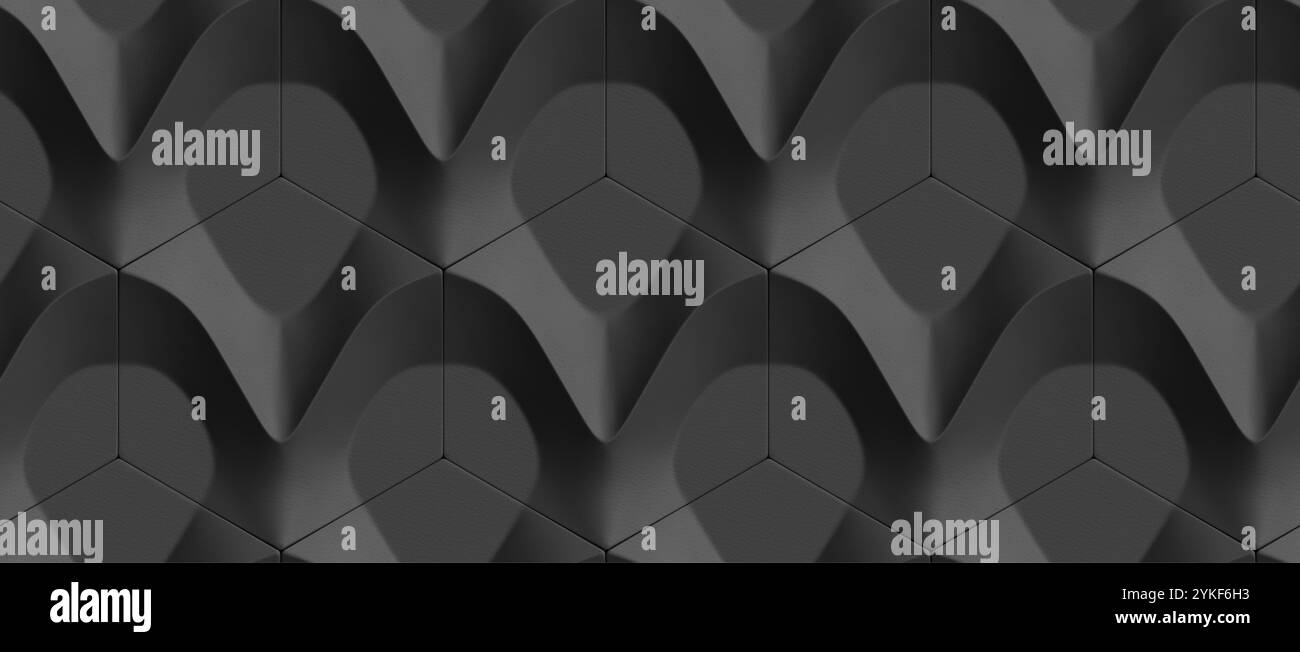 Cette image présente un motif géométrique 3D transparent, magnifiquement rendu dans des tons monochromes, mettant en valeur un jeu sophistiqué de lumière et d'ombre Banque D'Images