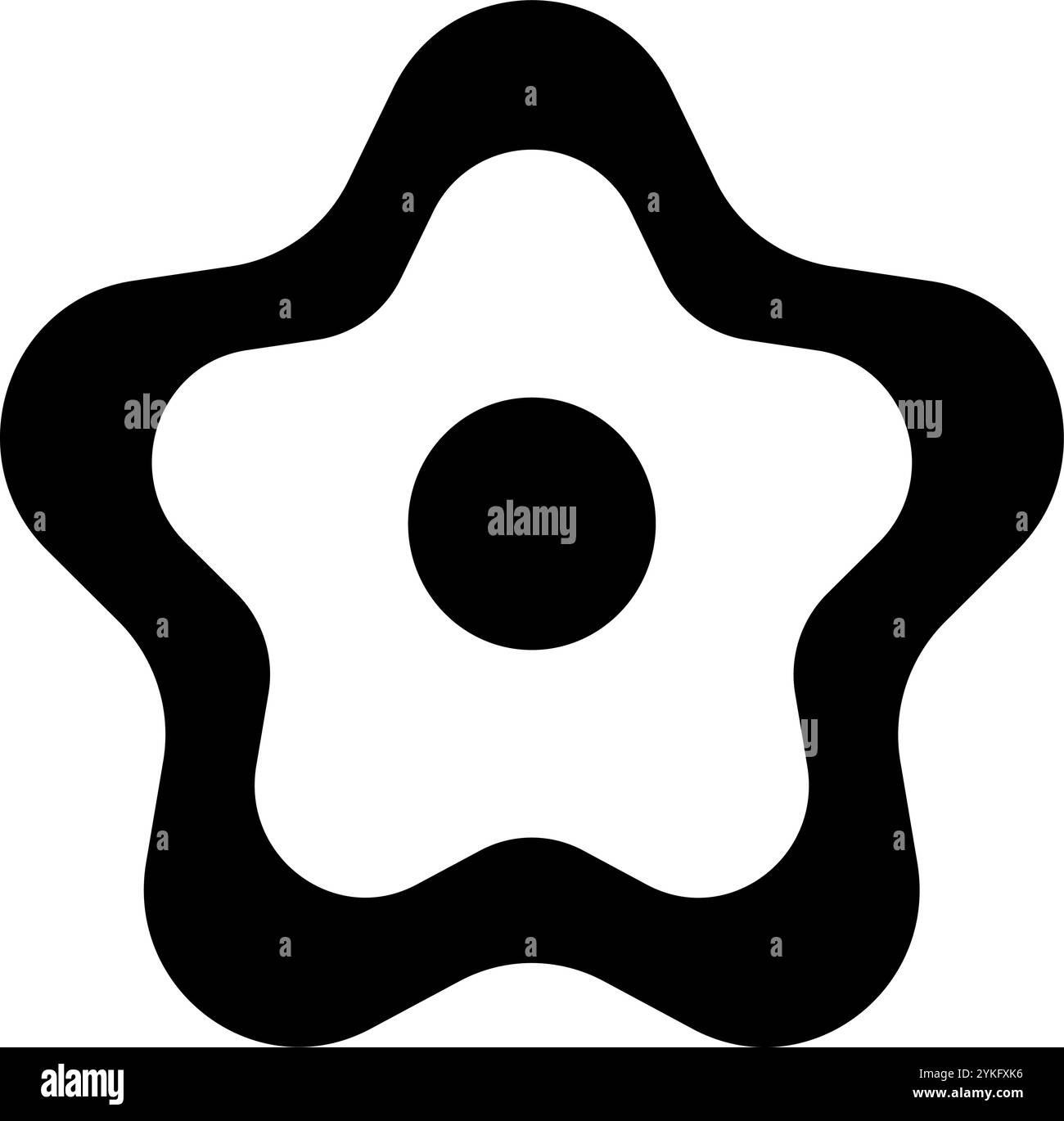 Fleur symétrique parfaite noire. Élément floral traditionnel pour les imprimés japonais et chinois et les cartes postales. Simple élément décoratif vectoriel isolé Illustration de Vecteur